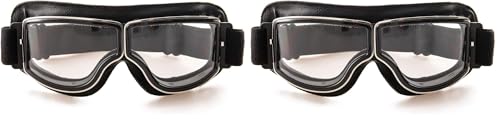 Motorradbrille PU Leder Sonnenbrillen Sportbrille Retro Radbrille für ATV Bike Motocross Brille Schutzbrille (Schwarze B)