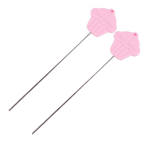 OFFSCH 2Pcs Pink Stainless Steel Cake Tester with Grip Baking Tool for Muffins Biscuits and Bread Testing Reusable and Practical Cake Test Needle