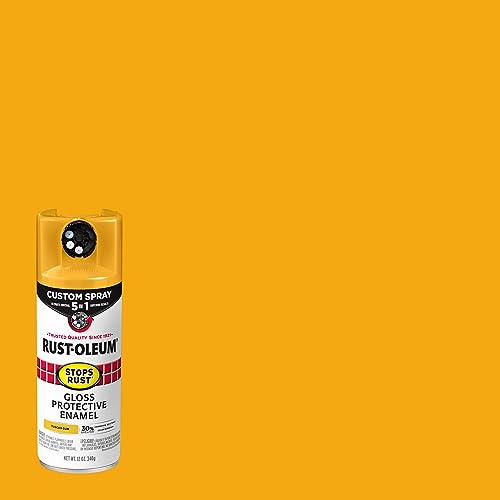 Image of Rust-Oleum Stops Rust Custom 5-in-1 Spray Paint, Gloss Tuscan Sun | Rust Preventive Enamel, Multi Surface (Metal, Wood and More), Adjustable Dial for Better Control, Fast Dry, Comfort Tip