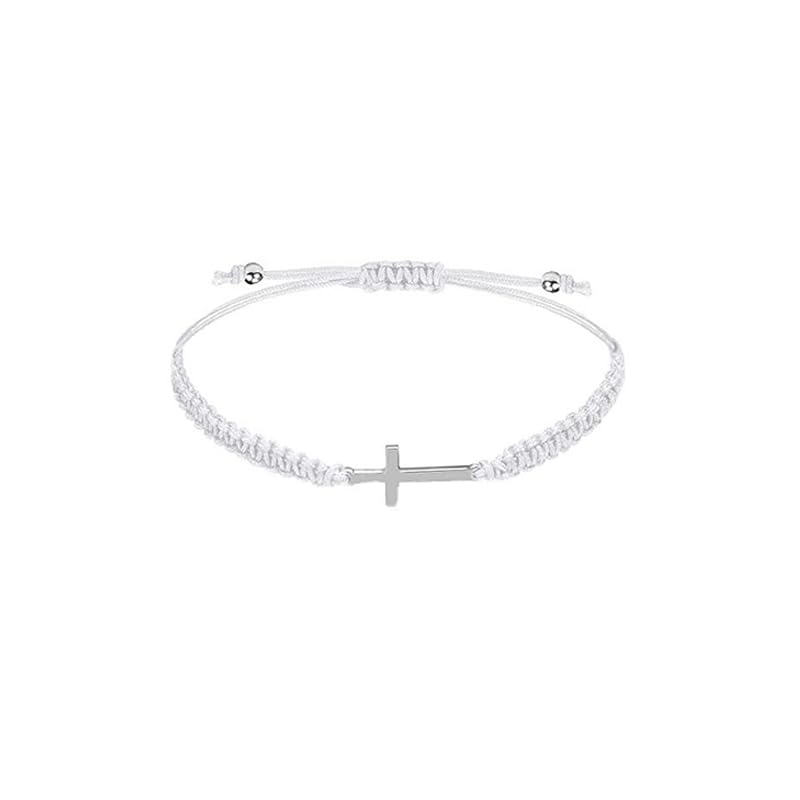 Pulsera ajustable trenzada con cruz negra y roja miniatura 1