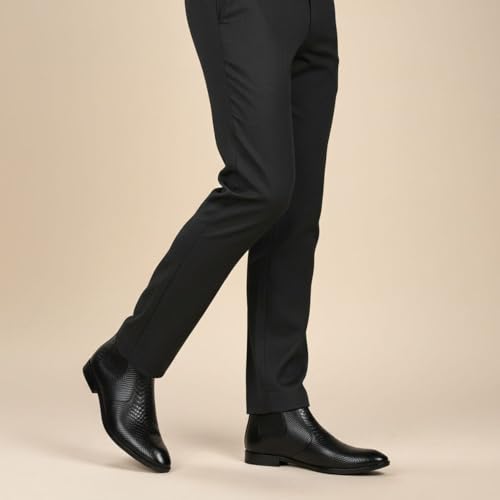 Image of HAYES LONDON Chelsea Boots For Man | Genuine Leather High-Top Slip-On Shoes | Comfortable Formal Shoes for Men | Stylish Office, Party & Casual Wear Fashion Boots