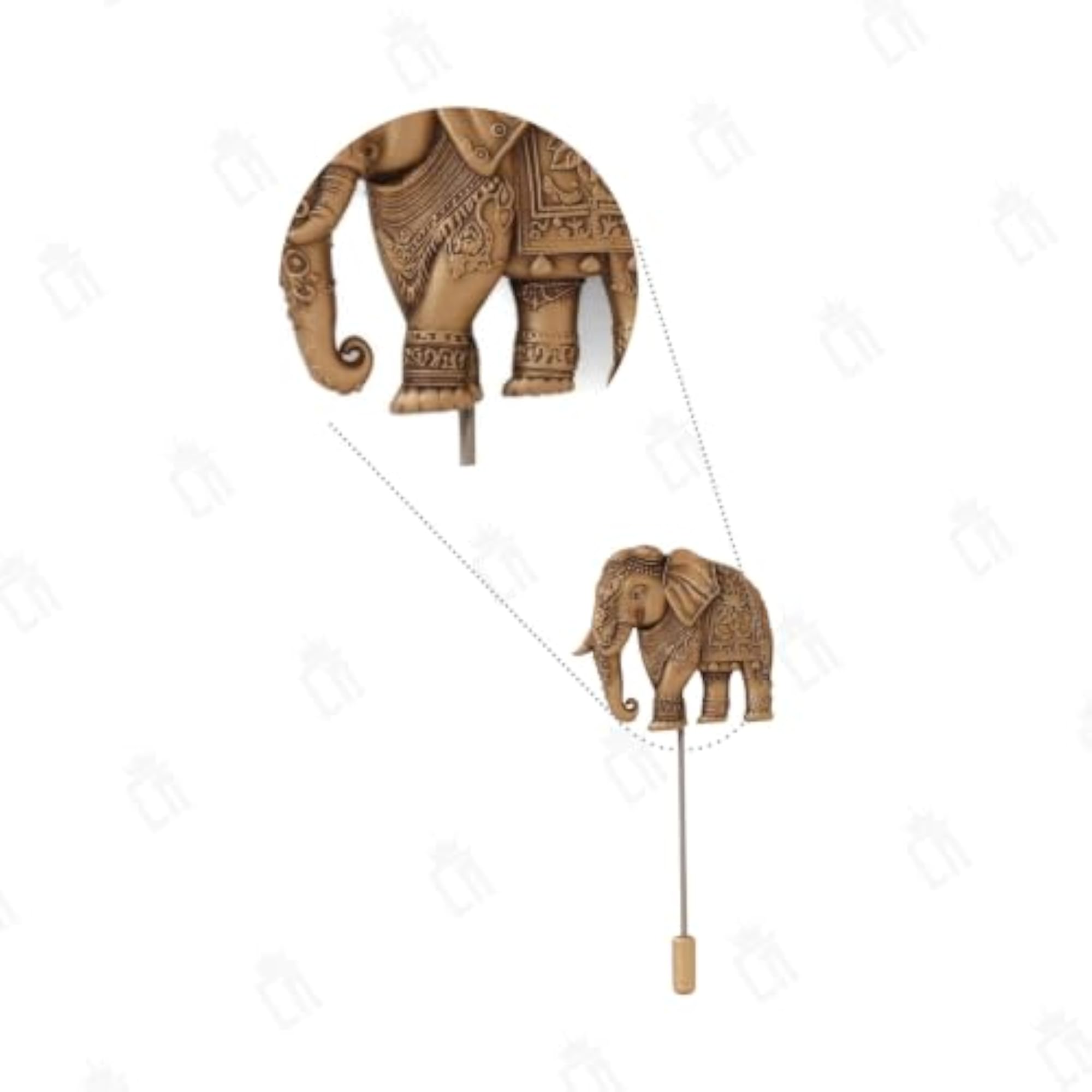 Antique Gold Brass Royal Elephant Heritage Lapel Pin