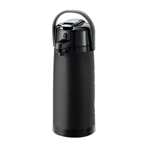 Service Ideas ECAL22SBPBLMAT Airpot with Lever, Glass Lined, Smooth Plastic Body, 2.2 L, Black with Matte Finish Cover
