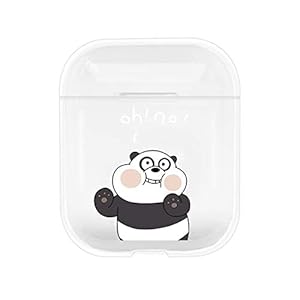 Miagon Fat Bear Beschermhoes voor AirPods, doorzichtige cartoon, zachte siliconen hoes voor meisjes, kinderen, jongens, voor Apple Airpods 1 & 2,
