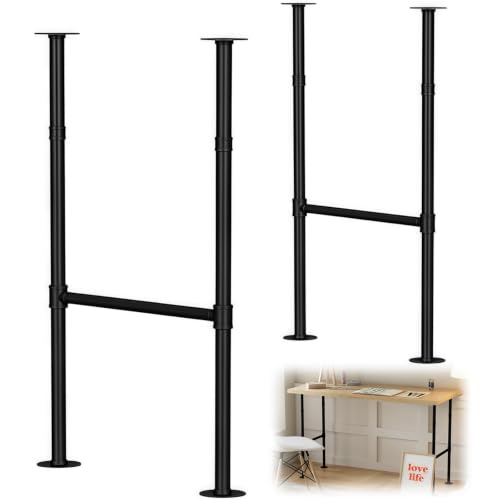 2 Pack Industrial Pipe Table Legs Heavy Duty Meta Legs Adjustable Feet