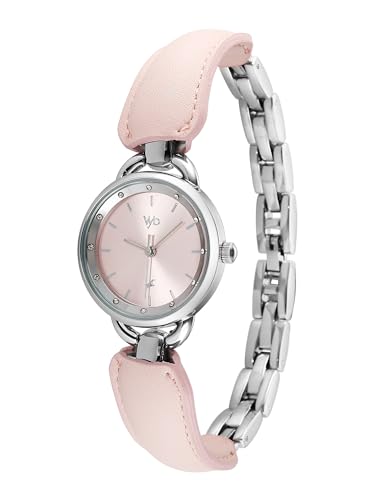 Image of Fastrack Vyb Muse with Quartz Analog Pink Dial Steel PU Leather & Alloy Strap Watch for Girls - FV60114SD01W