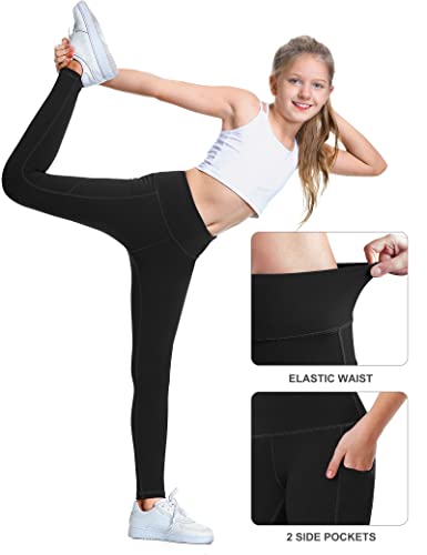 IUGA Girls Leggings with Pockets Dance Athletic Leggings for Girls Elastic Compression Kids Workout Leggings Running Yoga3