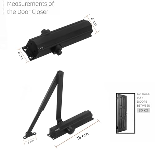 Image of LAPO Heavy Duty Aluminium Automatic Hydraulic Double Speed Door Closer for Home Office | Aluminium and Wooden Soft Door Closers with Fitting Set for All Door Weight Up to 80 Kg (Black Finish)