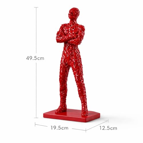 Image of Xtore Vivid Mosaic Human Sculpture for Modern Living Rooms, Offices & Statement Corners | Bold Artistic Showpiece (Red, 49.5 cm)