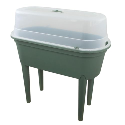 GEEZY Raised Garden Bed Planter Box Outdoor Patio Greenhouse Flower Vegetable Grow Box with Lid & Legs Green - Durable Portable & Versatile Planter for Small Spaces & Easy Planting & Care