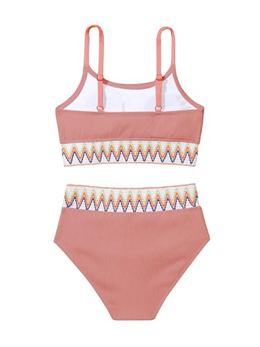 Image of Lilosy High Waisted Tummy Control Ribbed Bikini Crop Top Brazilian Swimsuit Set 2 Piece