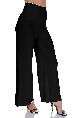 Simply Ravishing Women's Casual Solid High Waist Palazzo Pants (Size: S-5X)