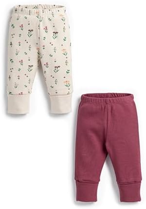 monica + andy Hello Baby Pants, Size 0-3 Months, Fall Flowers, 100% Organic Baby Clothes for Girls, Sustainable Super Soft Fabric, Sizes for Preemie, Newborn & Infant