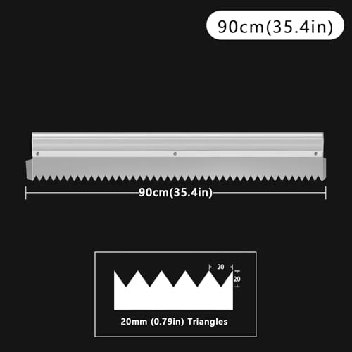 Truelle crantée à mortier, Peigne, 90 cm, en Acier Inoxydable, Grande truelle carrée pour Une Application Rapide d'adhésif sur Sol.