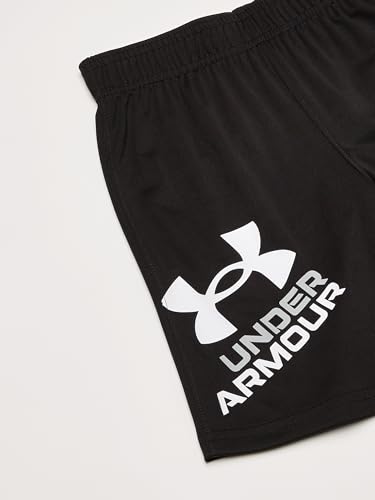 Under Armour Kids Prototype Logo Shorts for Toddler - Breathable Knit Fabric with Elasticized Waistband, Pull-On Style Black/White 2T Toddler One Size2