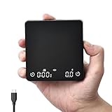 Mini Coffee Scale with Timer,Rechargeable Espresso Scale,2kg/0.1g Precision Scale for Espresso&Pour-Over Coffee,Portable Digital Kitchen Scale,Black