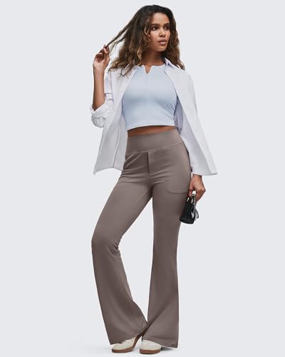 Image of G4Free BareFeel Flare Yoga Pants Women High Waisted Bootcut Leggings with Pockets Dress Work Pant Petite /Regular /Tall
