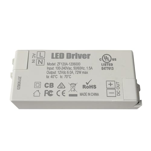Alimentation LED 12V 6A ZF120A Transformateur 72W CA/CC lot de 2