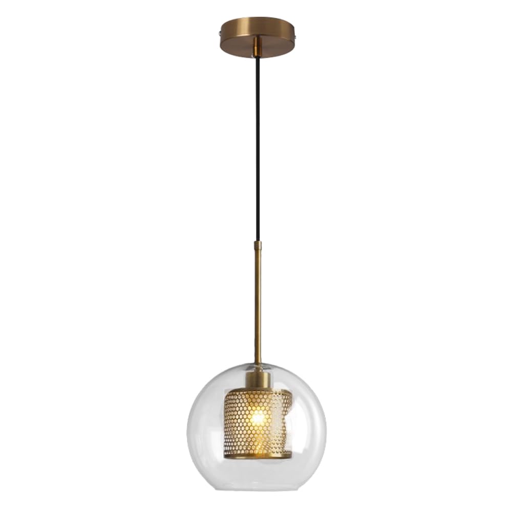 TTBDDDYH Nordic Industrial Style Hanging Lamp, Creative Transparent Glass Pendant Light, E26 Light Source Metal Chandelier, Restaurant Bedroom Living Room Decoration Light Fixtures