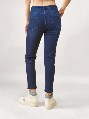 Image of Lyra Women's Mid-Rise Slimfit Ankle Length Jeans|Stretchable Fabric for Comfort|Trendy & Stylish Denim