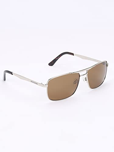 Image of Skechers Men Aviator Silver Polarization Sunglasses, large