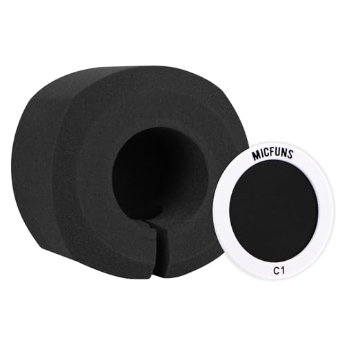 Micfuns C1 Mikrofon Windschutzscheibe Windschutz Pop Filter, Akustikfilter für 4,5 cm - 6,0 cm Aufnahmestudios Mikrofone (Schwarz)