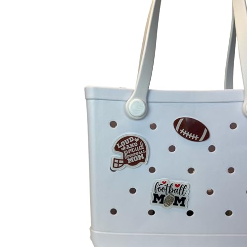 Jvuessieye 3 Pcs Cute Football Mom Insert Charms for Bogg Bag Accessories Decor For Bogg Bag Charms Toe Rubber Beach Bag Football Accessories Gifts For Mom Women Teen Girls (Brown)
