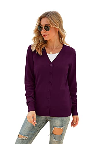 Image of VIISHOW Women Long Sleeve Button Down V Neck Lightweight Basic Knit Sweater Cardigan