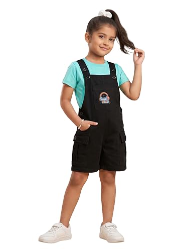 Image of KiddoPanti Unisex Denim Cargo Dungaree Shorts | 69.1% Cotton 29% Spun Poly 1.9% Spandex | Above Knee Length | Soft Breathable Summer Dungaree