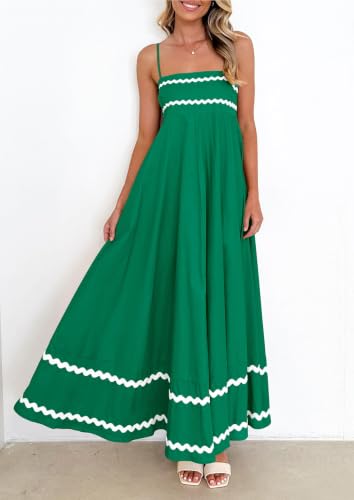 Image of PRETTYGARDEN Women's 2026 Summer Flowy Maxi Dress Casual Sleeveless Spaghetti Strap Ruffle Beach Long Dresses