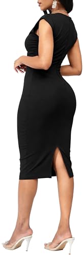 Image of SxClub Business Dresses for Women Elegant Long Sleeve Bodycon Pencil Knee Length Formal Dress for Evening Cocktail
