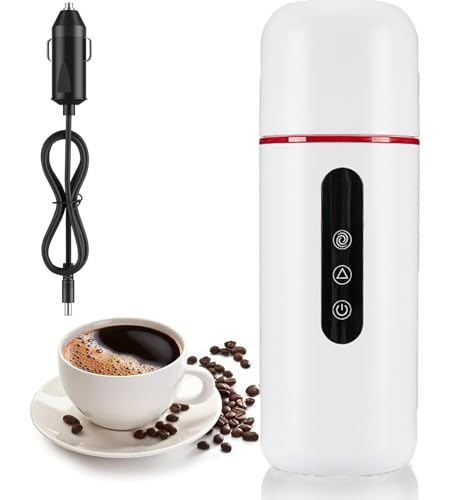 Hervidor eléctrico para coche, 420 ml, 12 V/24 V, taza de hervidor de agua portátil con control de temperatura, revestimiento de acero inoxidable 304 y apagado automático, agitación magnética
