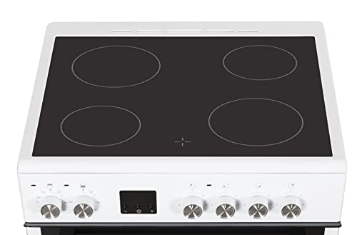 Cookology CFDO600WH 60cm Wide, 86 Litre Capacity Freestanding Electric Double Cooker Fan Oven with Ceramic Top 4 Cooking Zone Hob - in White - Image 3