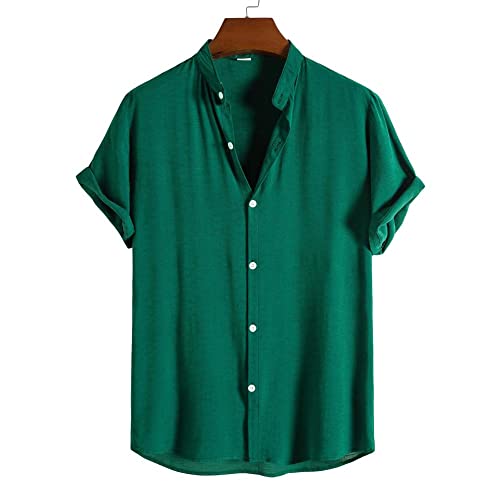 Chemise hawaïenne en coton vert haut de gamme style rétro chic