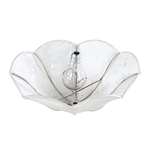 Image of Aspen Creative 52004 Ceiling Clip-on Lamp Shade, Transitional Design in White with Leaf Pattern, 13 inch Diameter x 5 inch Height