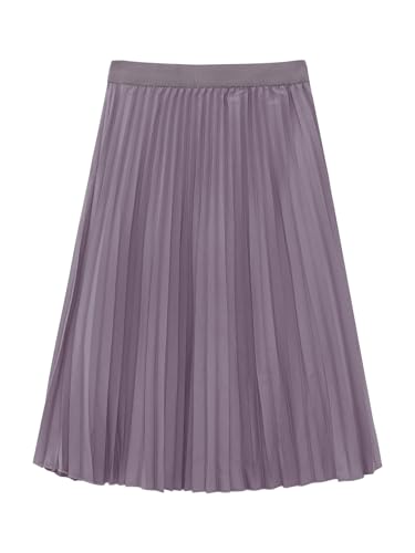 FEESHOW Kids Girls High Waist Long Pleated Party Swing Skirts Casual Solid Color Knee Length Maxi Skirts3
