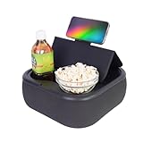 THANKO 怠惰なあなたの膝上テーブルクッション ホワイト ブラック HCSP26SWH HCSP26SBK スマホスタンド タブレットスタンド スマホホルダー タブレットホルダー ひざ上テーブル クッション MagSafe（マグセーフ）対応 スマホ固定 ドリンクホルダー 膝上 デスク iPhone Android タブレット ソファ (ブラック)