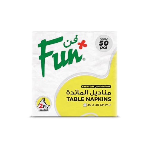 FUN BY AL BAYADER فن Everyday 2-Ply Paper Napkin Tissue Paper 40X40cm White Pack Of 50
