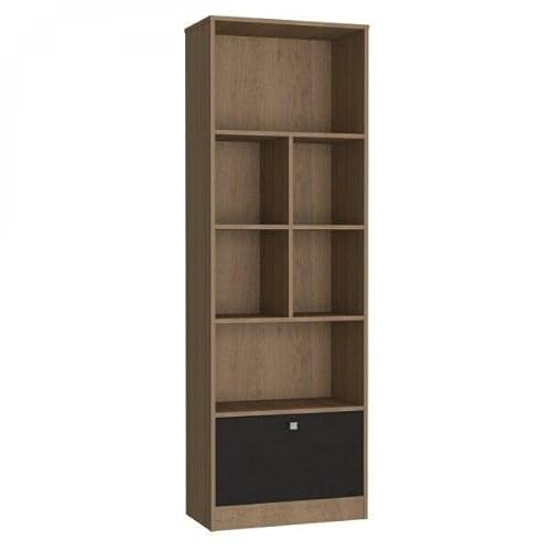 Estante para Escritório 6 Nichos 1 Porta Basculante Bali Nova Mobile Mel/preto