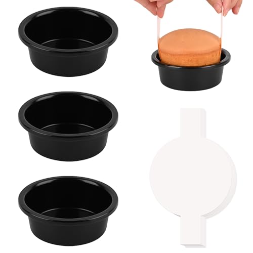 HUAKENER 4 Inch Cake Pan - Set of 3 Round Cake Pans with 100 Pieces Parchment Paper, Non-stick Cake Baking Pans, Dishwasher Safe