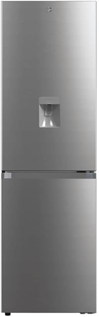 Hoover HMDNB5182XWDK50/50 Split 55cm Wide Frost Free Fridge Freezer, 273 Litres, No Plumbing Required Water Dispenser, Digital Display, Stainless Steel