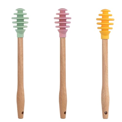 1 Set 3pcs Honey Stirrer Honey Dippers Honey Spoon Rod Honey Sticks Silicone Honey Stirring
