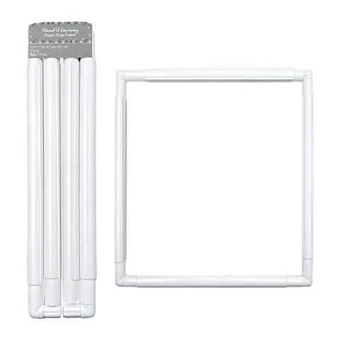 Hand U Journey Universal Clip Frame Square Rectangle Plastic Clip Frame for Embroidery, Quilting, Cross-Stitch, Punch Needle, Silk-Painting-17''x17''(43.1x43.1 cm) Cover