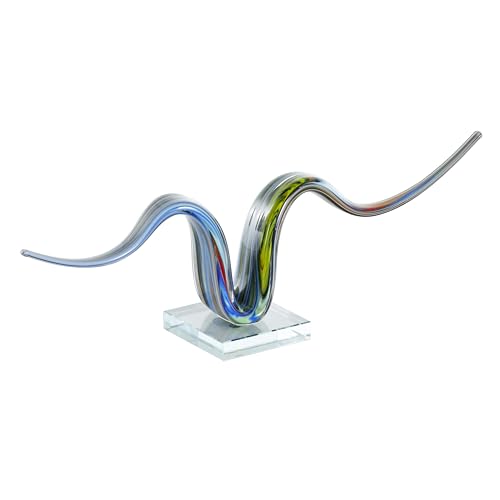 Escultura Decorativa de Vidrio Multicolor de 20 x 4 x 6 in