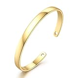 TEN MIRO 16k Chunky Gold Bangle Cuff Bracelets for Women Trendy, Sweatproof Bangle Bracelet Non Tarnish Gold Plated Cuff Bracelets for Women