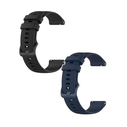 2 Pack Correa Compatibles con Samsung Gear Sport/Gear S2 / S2 Classic Correas, Correa Deportiva de Silicona Pulsera de Repuesto Compatible con Gear Sport/Gear S2 / S2 Classic (Negro+Azul)