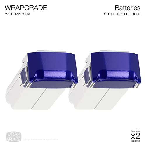 Image of WRAPGRADE Skin Stickers Compatible with DJI Mini 4 Pro /Mini 3 Series | Two Batteries (Stratosphere Blue)