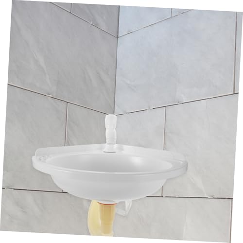 Lavabo de esquina triangular blanco en balcones y rincones con instalación de pared estable 6