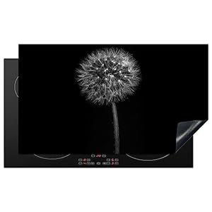 KitchenYeah Herdabdeckplatte Induktion Löwenzahn Schwarz 91.6x52.7