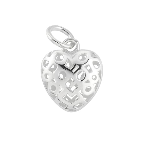 Colgante de fresa en filigrana 3D calada de plata de ley con eslabón de corazón infinito